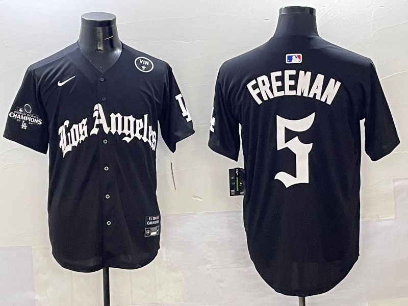 Men Los Angeles Dodgers #5 Freeman Black Five generations Joint Name 2025 Nike MLB Jersey style 40->los angeles dodgers->MLB Jersey